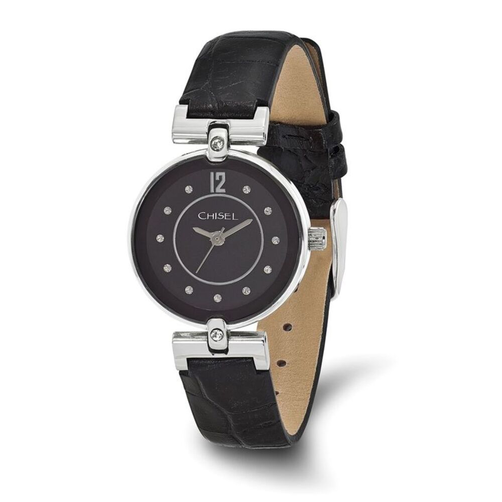 Chisel Ladies Black Dial Black Leather Watch